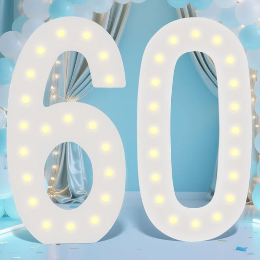 LOBOOM 4FT Light Up Numbers for 60th Birthday Party Decor