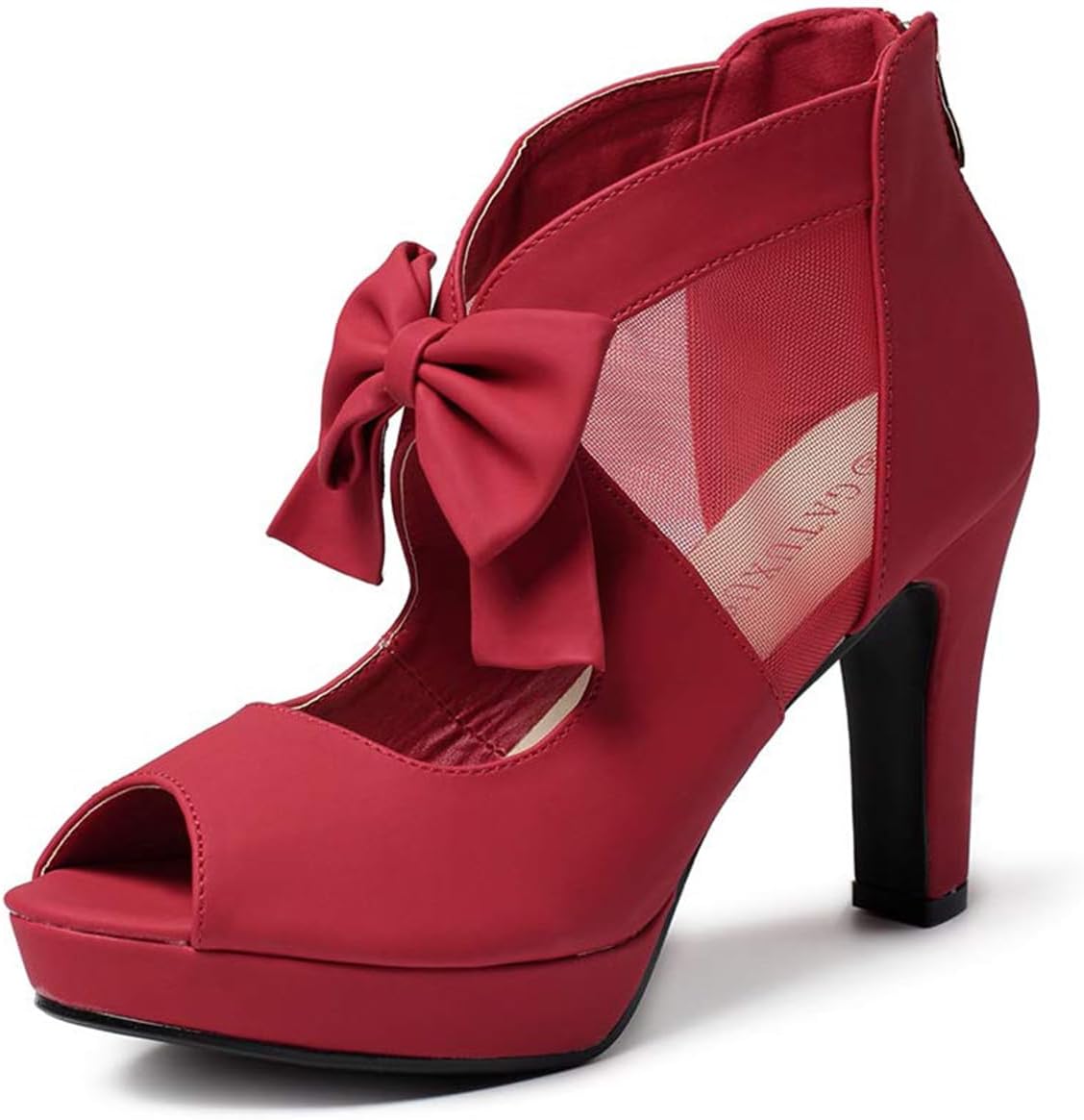 GATUXUS Open Toe Women Platform High Heel Shoes with Bows