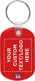 Tag Soft Plastic Keychains 50 Pack - Customizable Red Key Tags