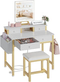 Small Makeup Vanity Desk with Lights - Compact 31in Vanity for Small