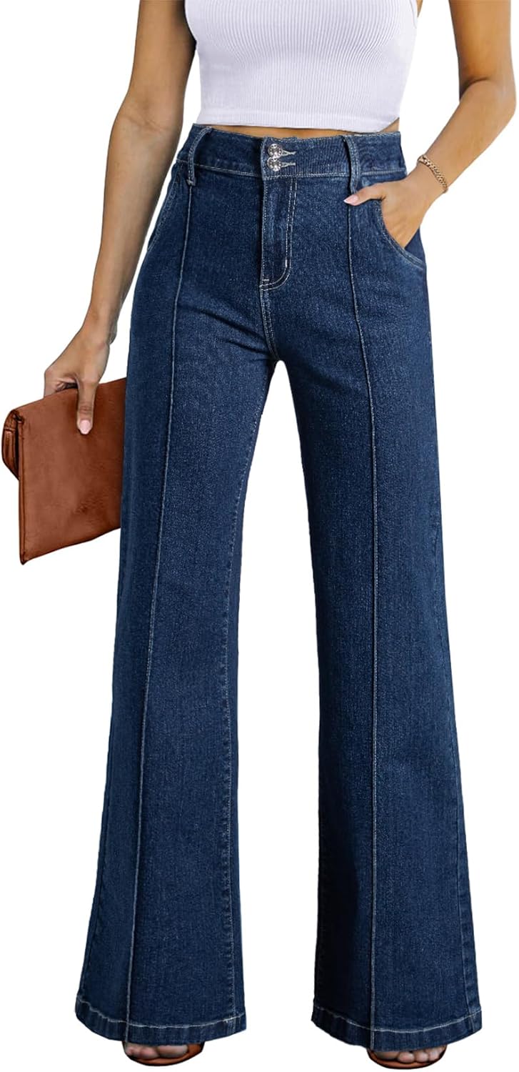 Wide Leg Jeans for Women - Casual Baggy High Waisted Denim