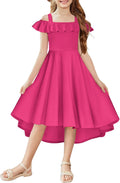 Girls Summer Off Shoulder Midi Dress - Flowy High-Low Hem