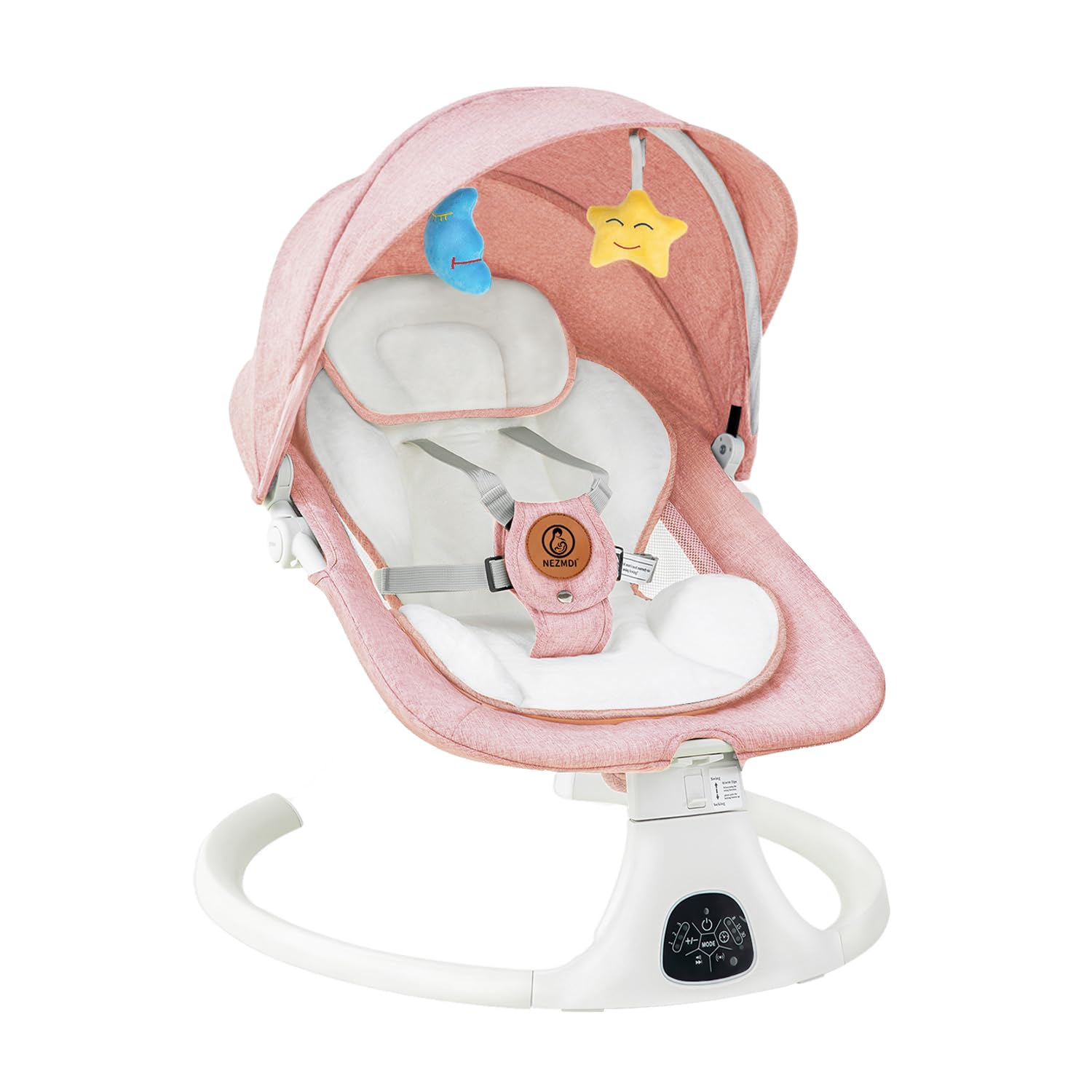 Nezmdi Electric Baby Swing: Remote Control, 5-Speed, Portable Pink