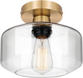 MAXvolador Industrial Semi Flush Mount Ceiling Light Gold - Vintage