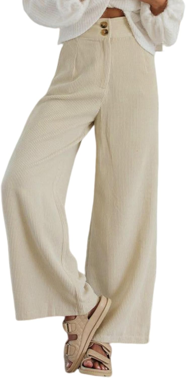 Sidefeel Corduroy Pants for Women: Stylish High Waisted Fit