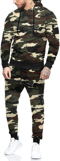 Men's Hooded Tracksuit 2 Piece Athletic Sweat Set - Casual Runner