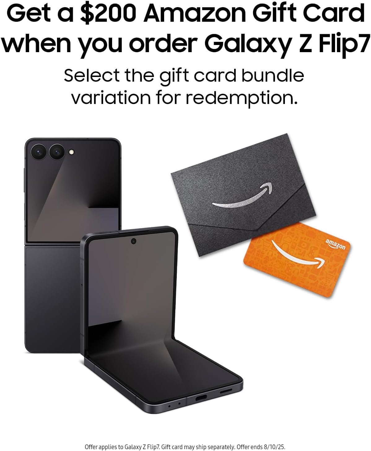 Samsung Galaxy Z Flip7 Cell Phone with Gift Card and 512GB Storage