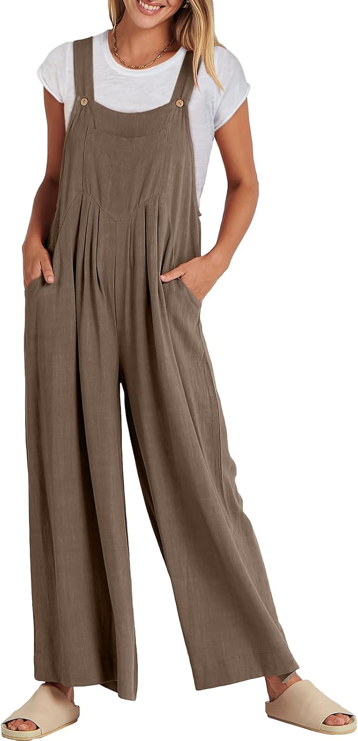 Womens Jumpsuits Overalls Linen Wide Leg Casual Summer Outfits