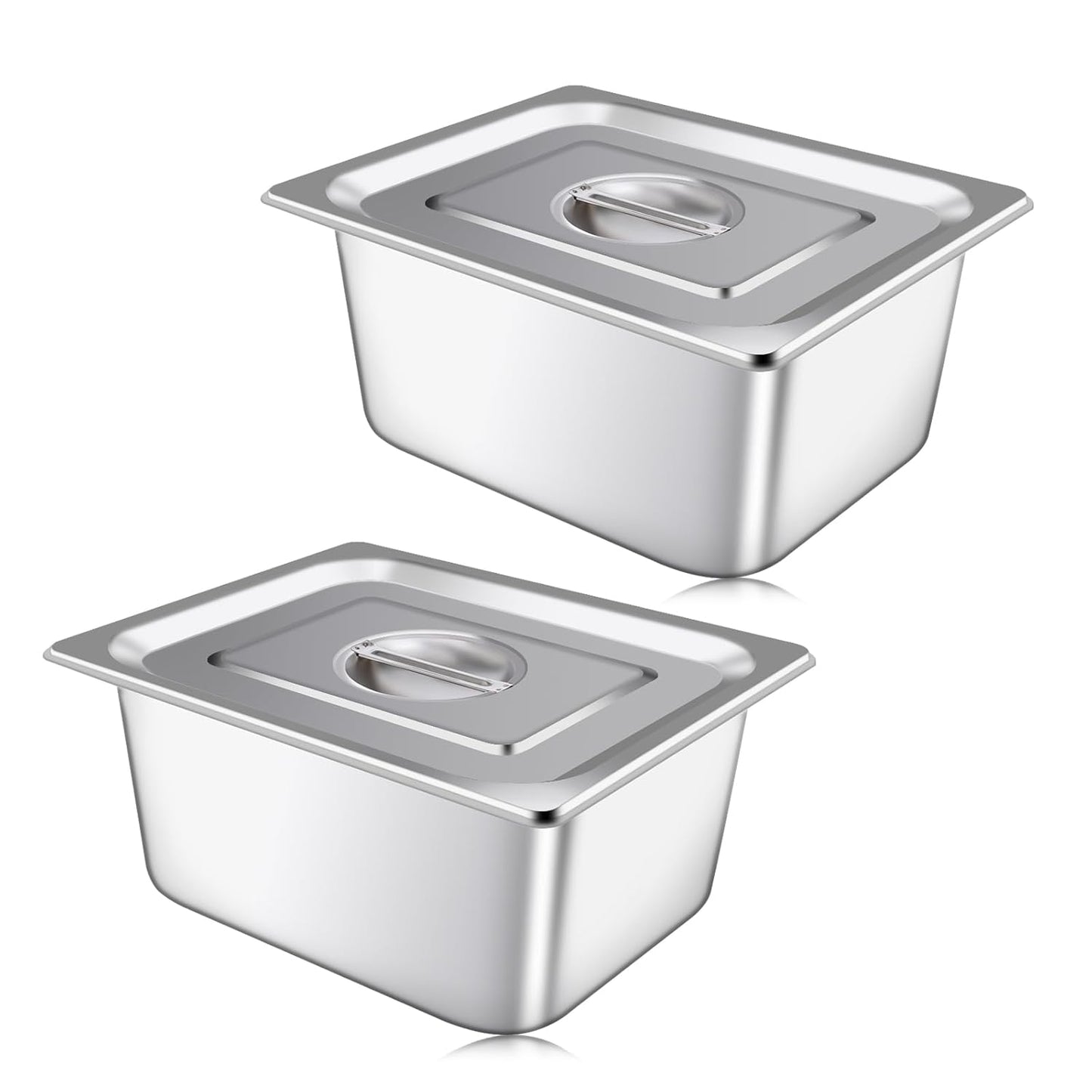 2 Pack Hotel Pan With Lids for Commercial Use, 1/2 Size
