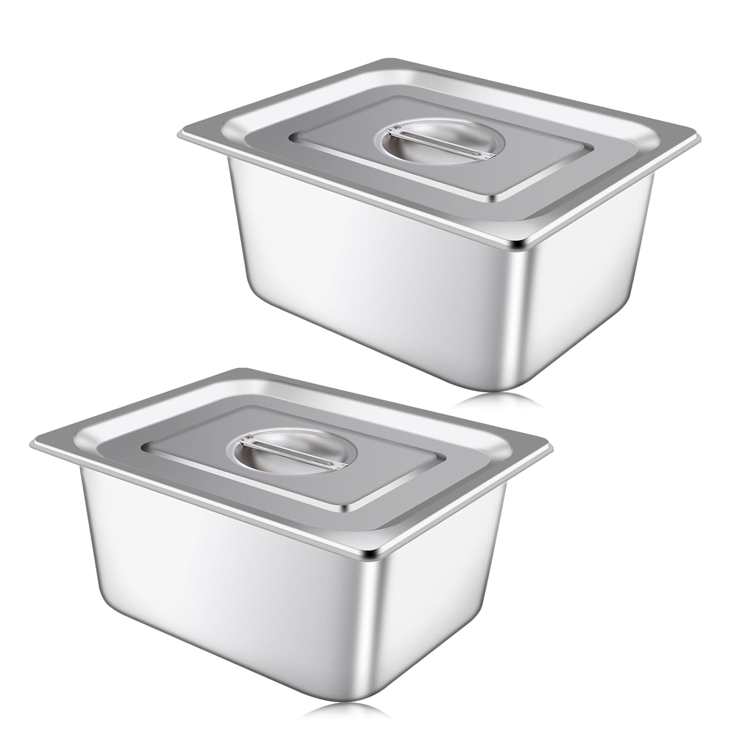 2 Pack Hotel Pan With Lids for Commercial Use, 1/2 Size