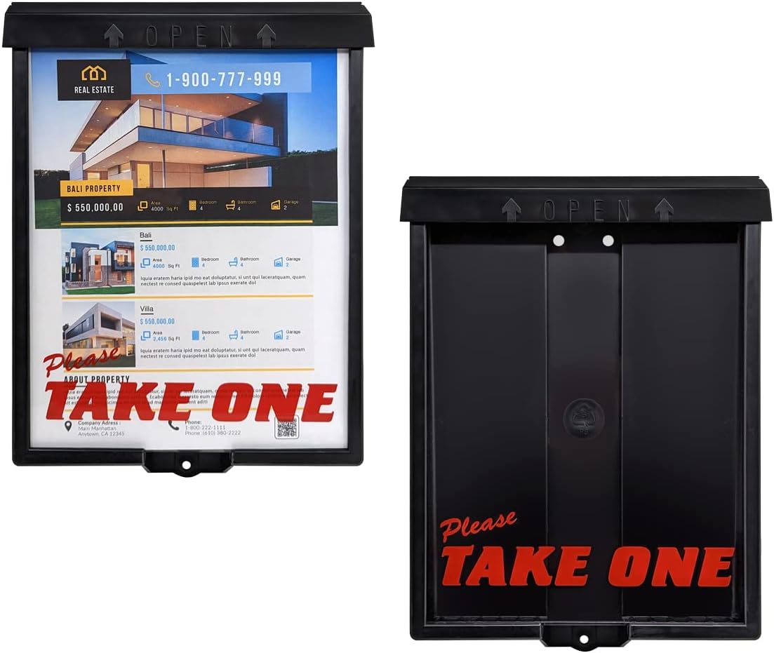 Outdoor Real Estate Brochure Box with Snap Shut Lid for Flyers