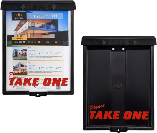 Outdoor Real Estate Brochure Box with Snap Shut Lid for Flyers