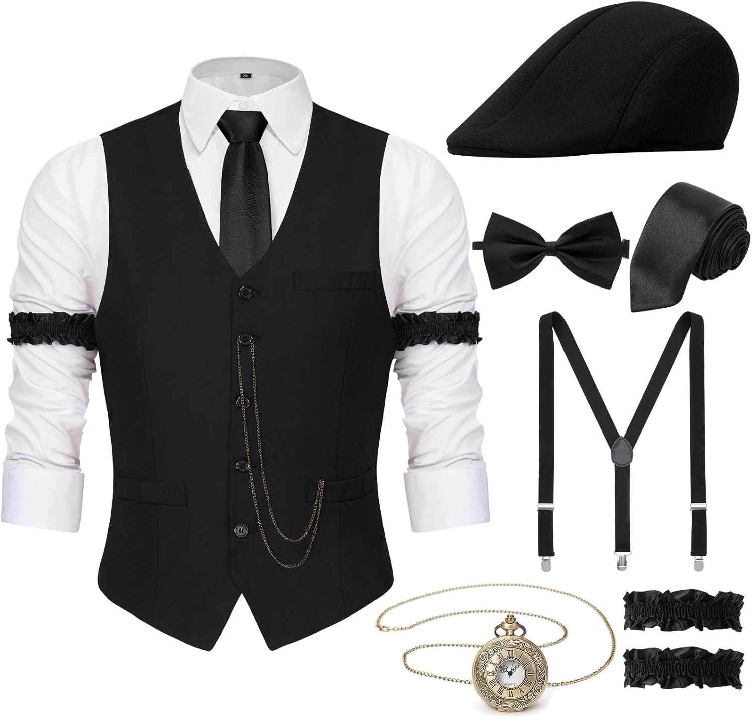 1920s Mens Costume Gatsby Gangster Accessories Set for Parties