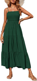 Women's Summer Maxi Dress 2025 - Smocked Spaghetti Strap Boho Sundress