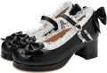 Women Kawaii Mid Block Heel Mary Jane Pumps with Bow - 5cm Heel