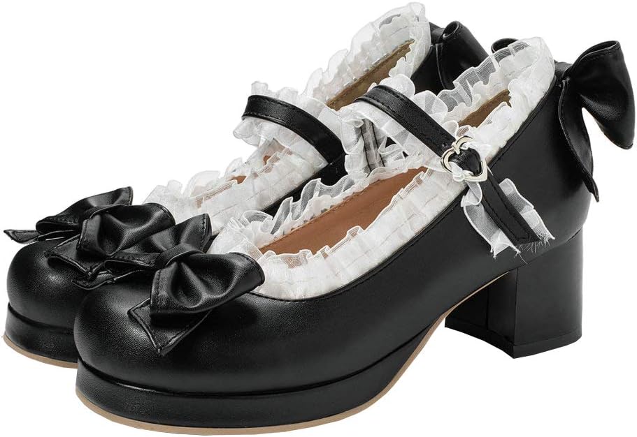 LUXMAX Kawaii Mid Block Heel Mary Jane Pumps for Sweet Style