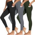 3 Pack High Waisted Leggings with Pockets for Women - Tummy Control