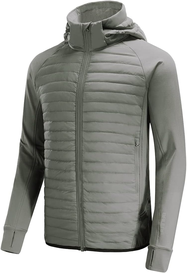 Baleaf Men's Running Jacket Lightweight Warm Up Puffer Coat