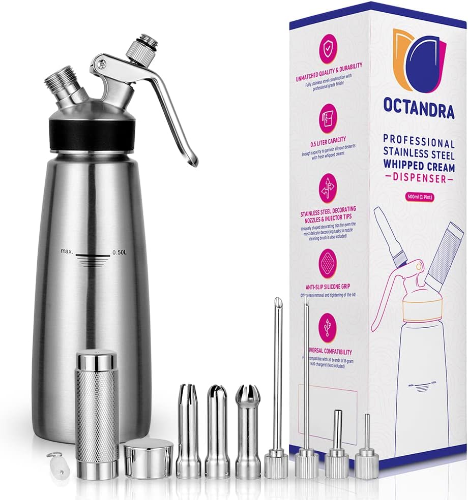 OCTANDRA 304 Stainless Steel Whipped Cream Dispenser for All