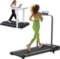 Walking Pad with Incline and Handle Bar - Compact 3.0HP Home Treadmill