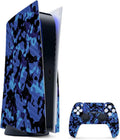 Carbon Fiber Gaming Skin for PS5 Bundle - Blue Modern Camo