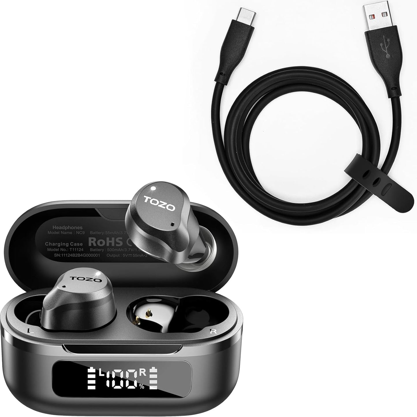 TOZO Hybrid ANC Wireless Earbuds: Noise-Free Sound
