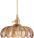 Pendant Light with Amber Scindapsus Glass Lampshade - Warm Vintage