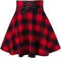 Gothic Plaid Mini Skirts for Women Short High Waist Plaid Skirts lace