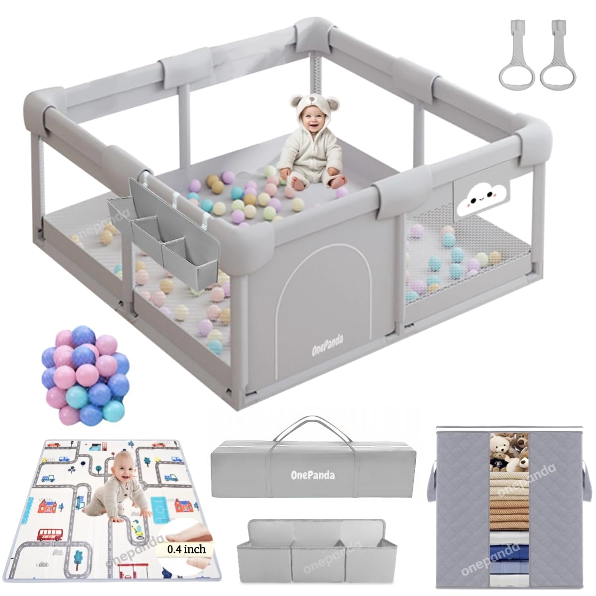 Large Baby Playpen with Mat and Thick Padding for Safety