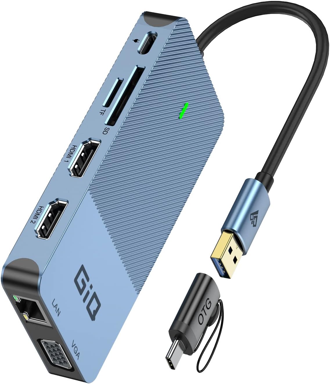 USB Docking Station GIQ USB C HUB for Dual HDMI VGA Adapter