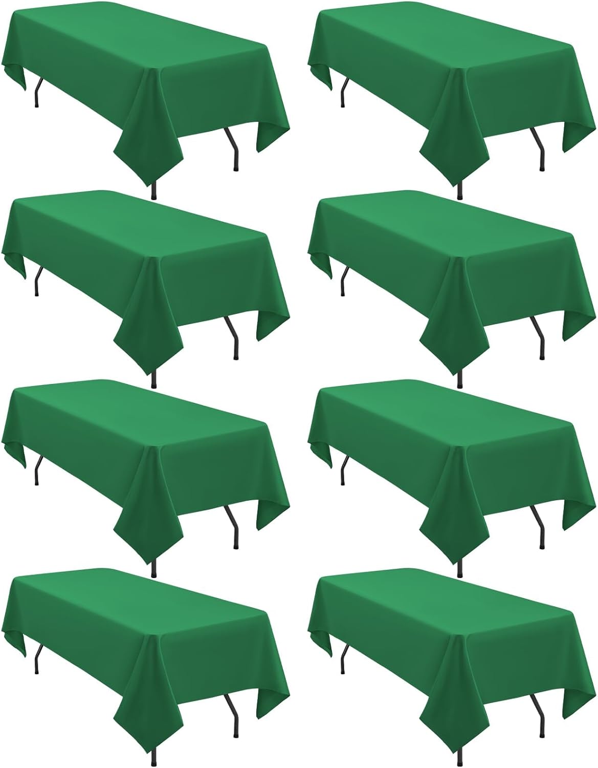 Premium Green Rectangle Tablecloths for 6 Foot Tables - 8 Packs