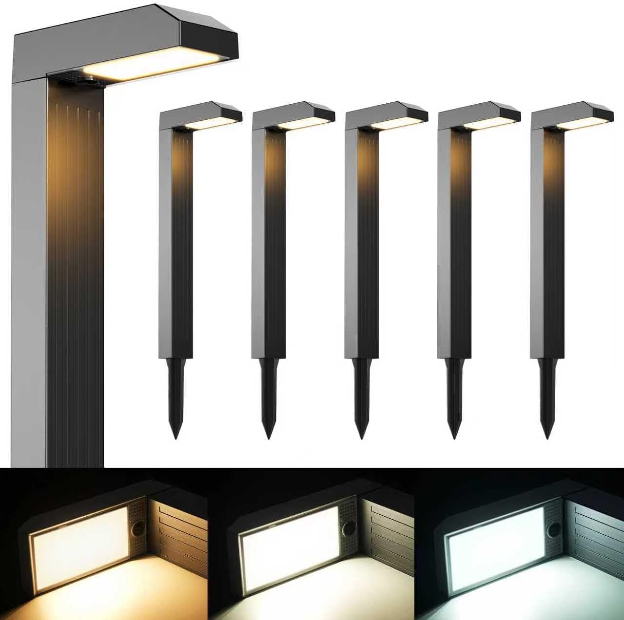 Solar Pathway Lights Outdoor 6 Pack with 3 Color Modes