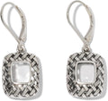 Quilted Square Leverback Earrings - Handmade Clear Vintage Glass