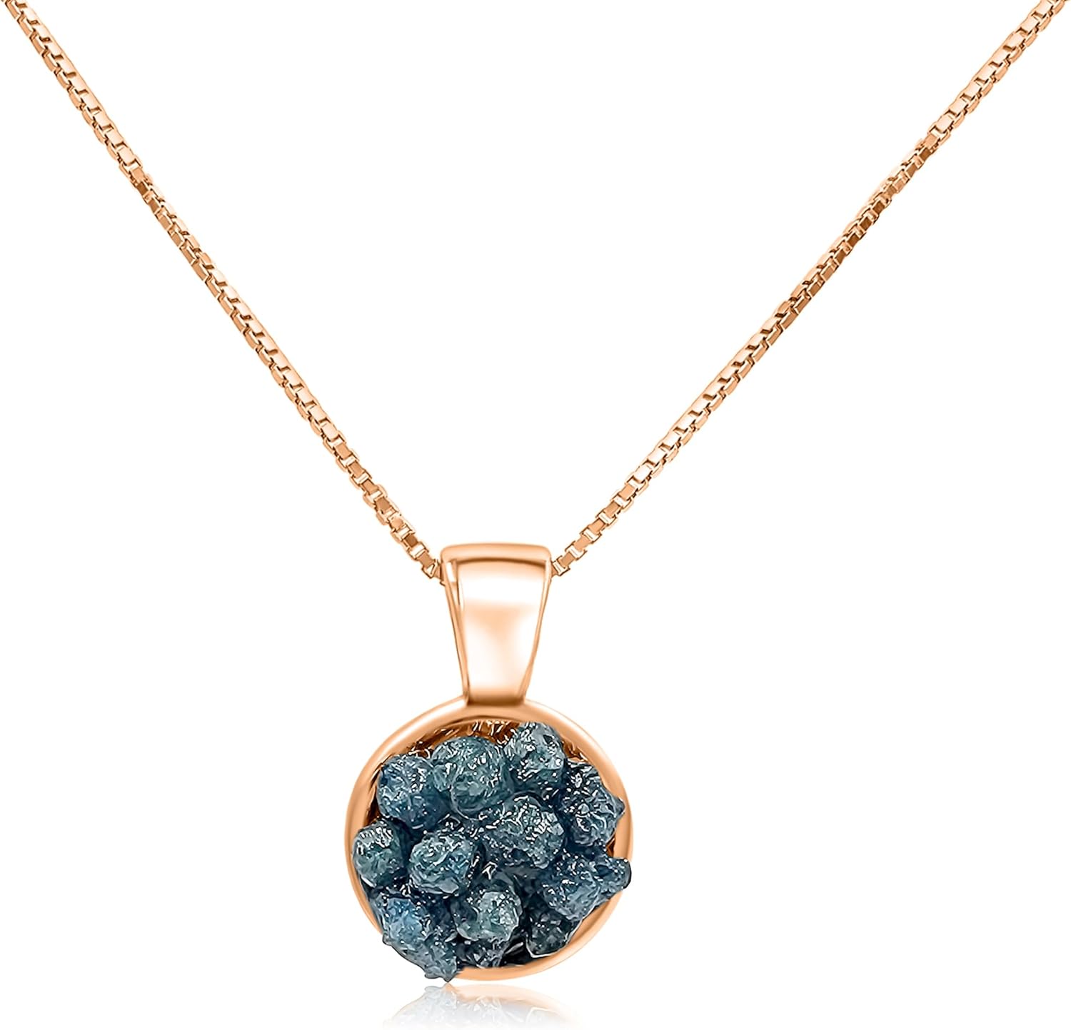 Real Gemstone 8mm Bezel Pendant Chain Necklace for Her