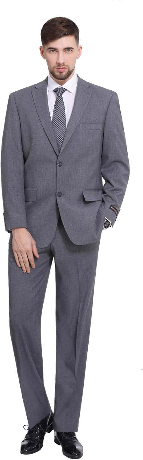 P&L Men's 2 Piece Classic Fit Suit for Weddings & Business