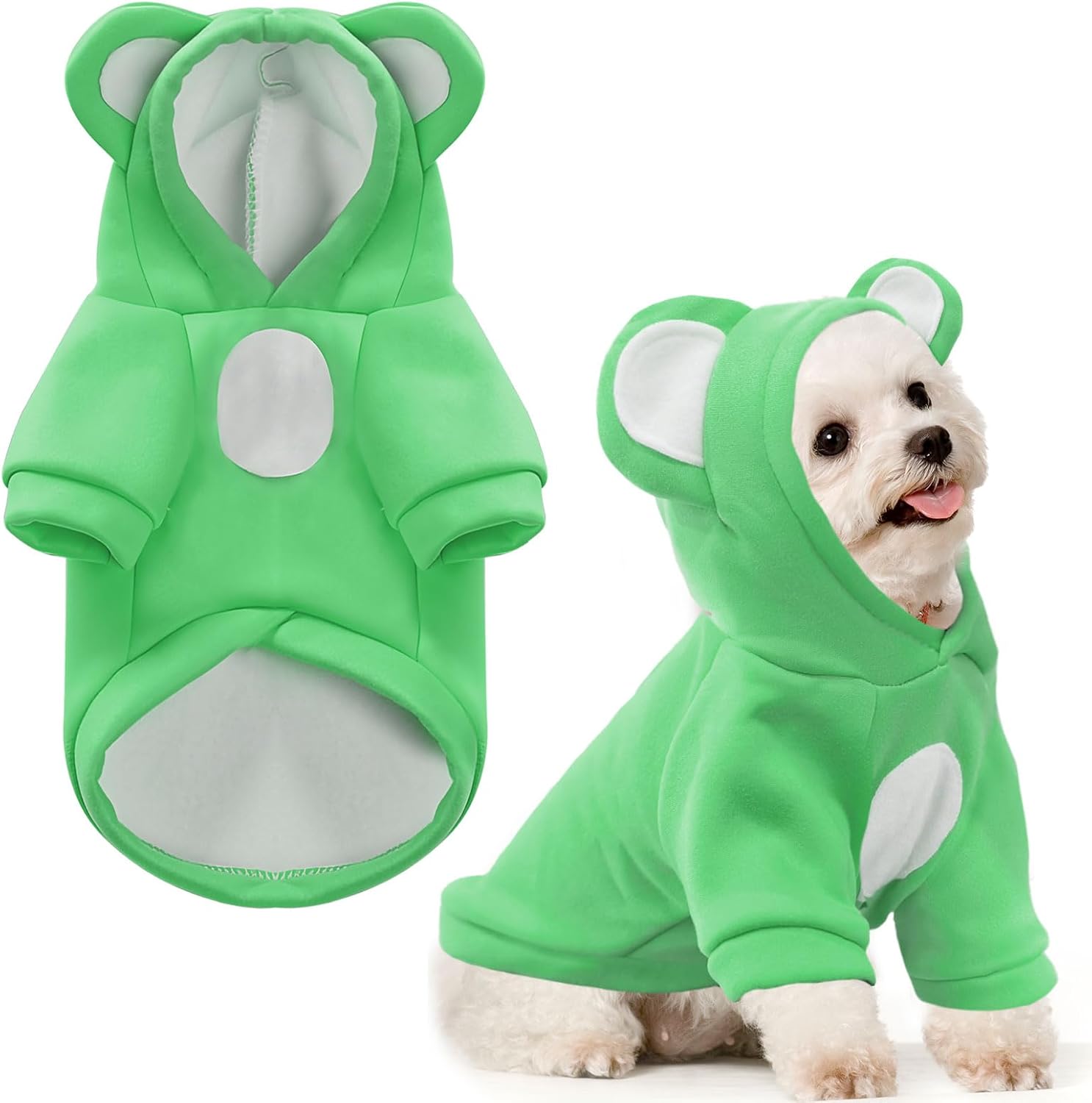 Cozy Fleece Hoodie for Small Pets - Green, S