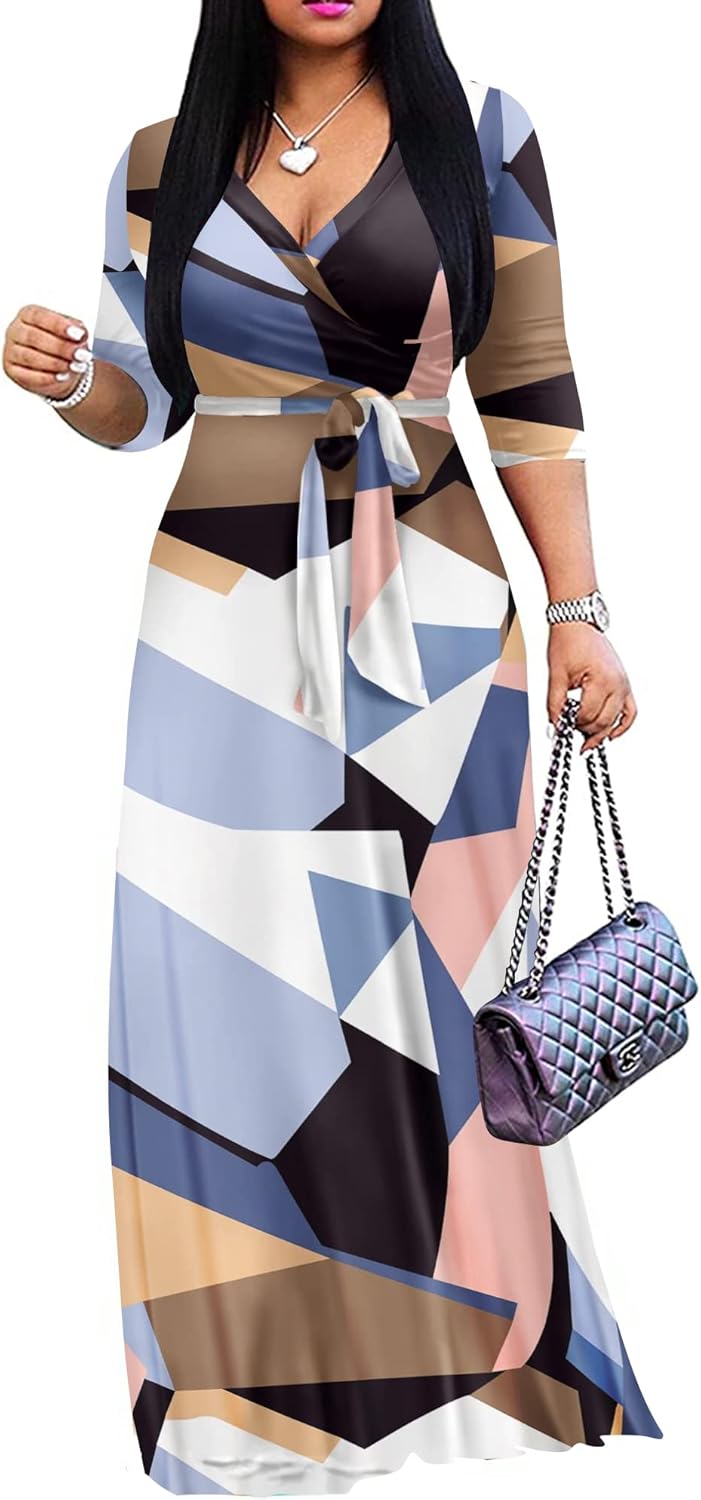 Plus Size Maxi Dress for Women Casual Summer Sundress V-Neck