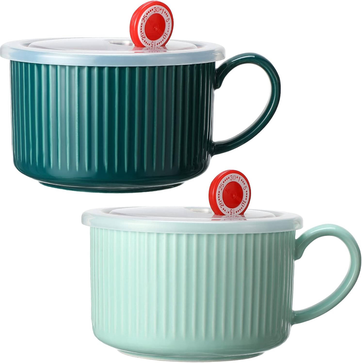 Nuenen 2-Piece Microwave Soup Bowls Set - Colorful & Handy 30oz