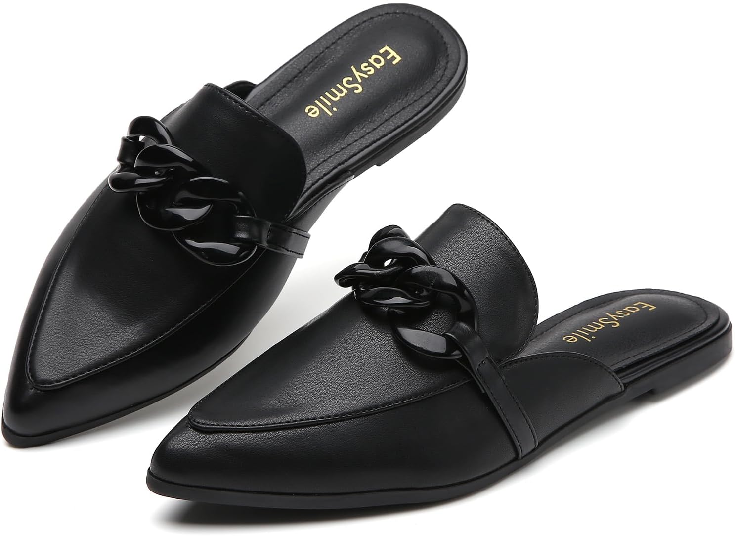 Metal Chain Decor Flat Mules for Women - Stylish and Comfortable