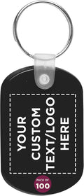 DISCOUNT PROMOS Tag Soft Plastic Keychains 100 Pack - Custom Text