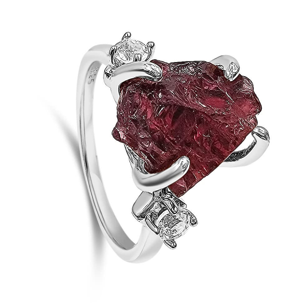 Real Raw Crystal Ring Birthstone Jewelry Gift for Her Unique