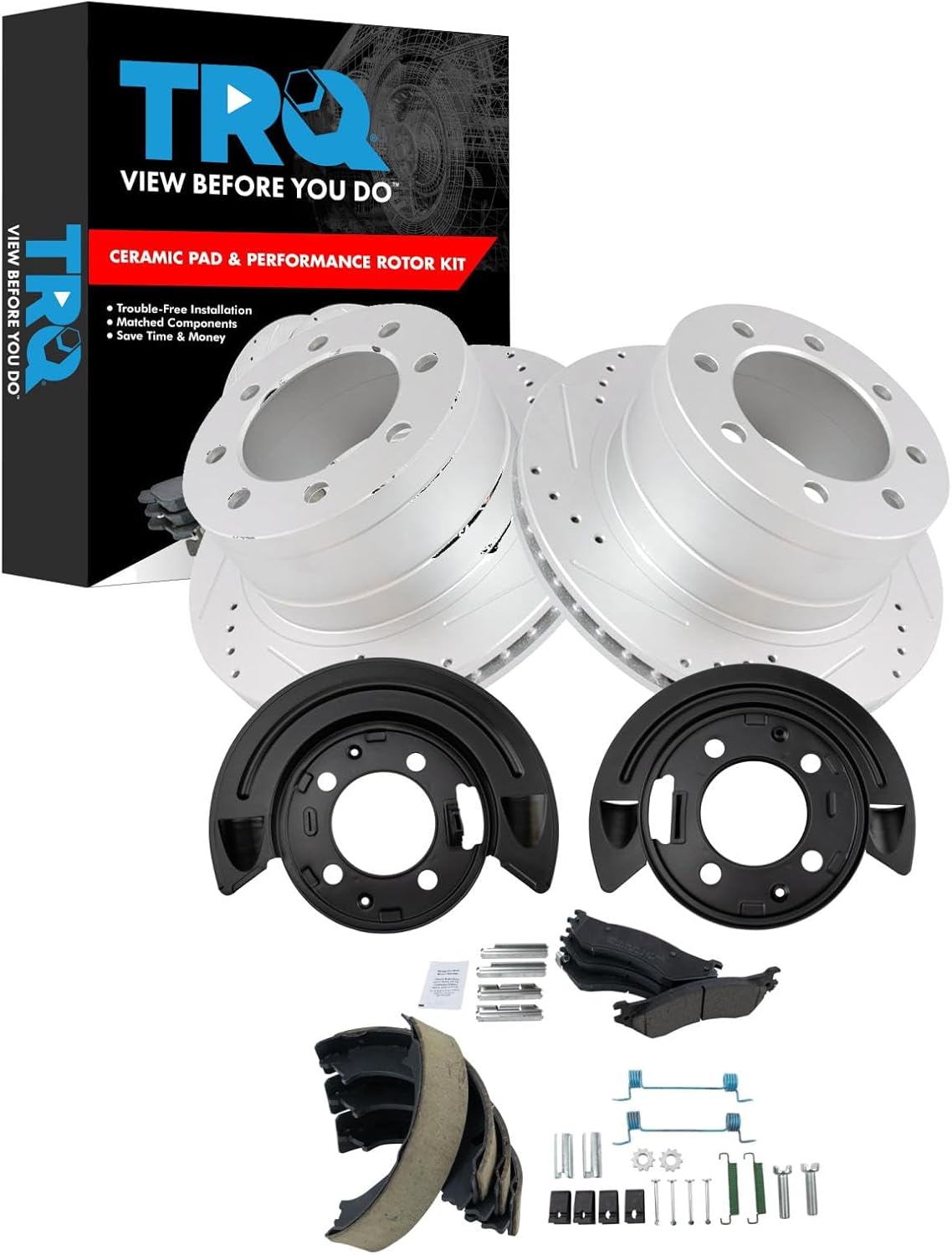 TRQ Rear Brake Pad and Rotor Kit for Ram - Performance Upgrade