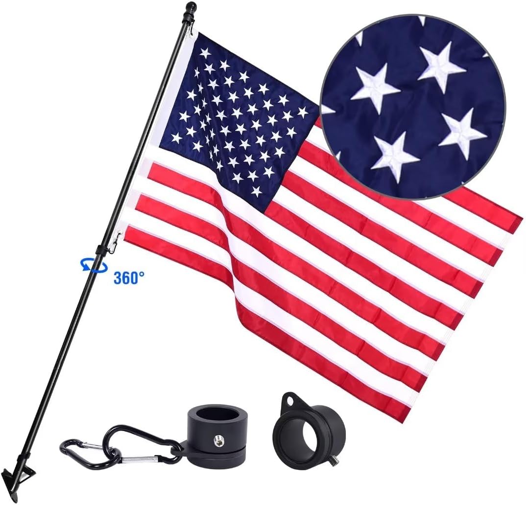 Quarut House Flag Pole Kit with Heavy Duty Nylon American Flag