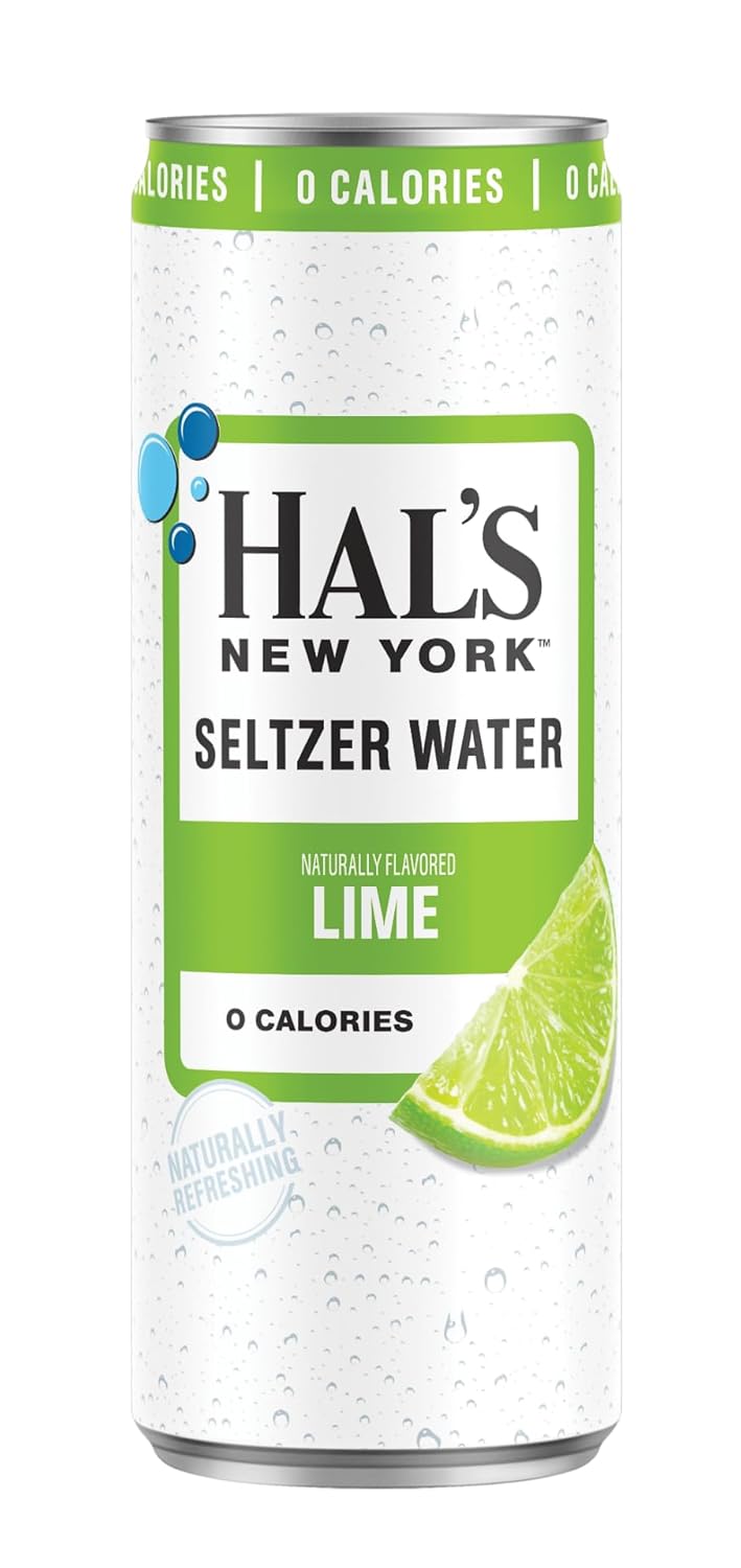 Hals New York Seltzer Water Lime Sparkling Water Pack of 24