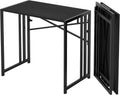 Narrow Folding Computer Desk 35 in - Space-Saving No Assembly Desk
