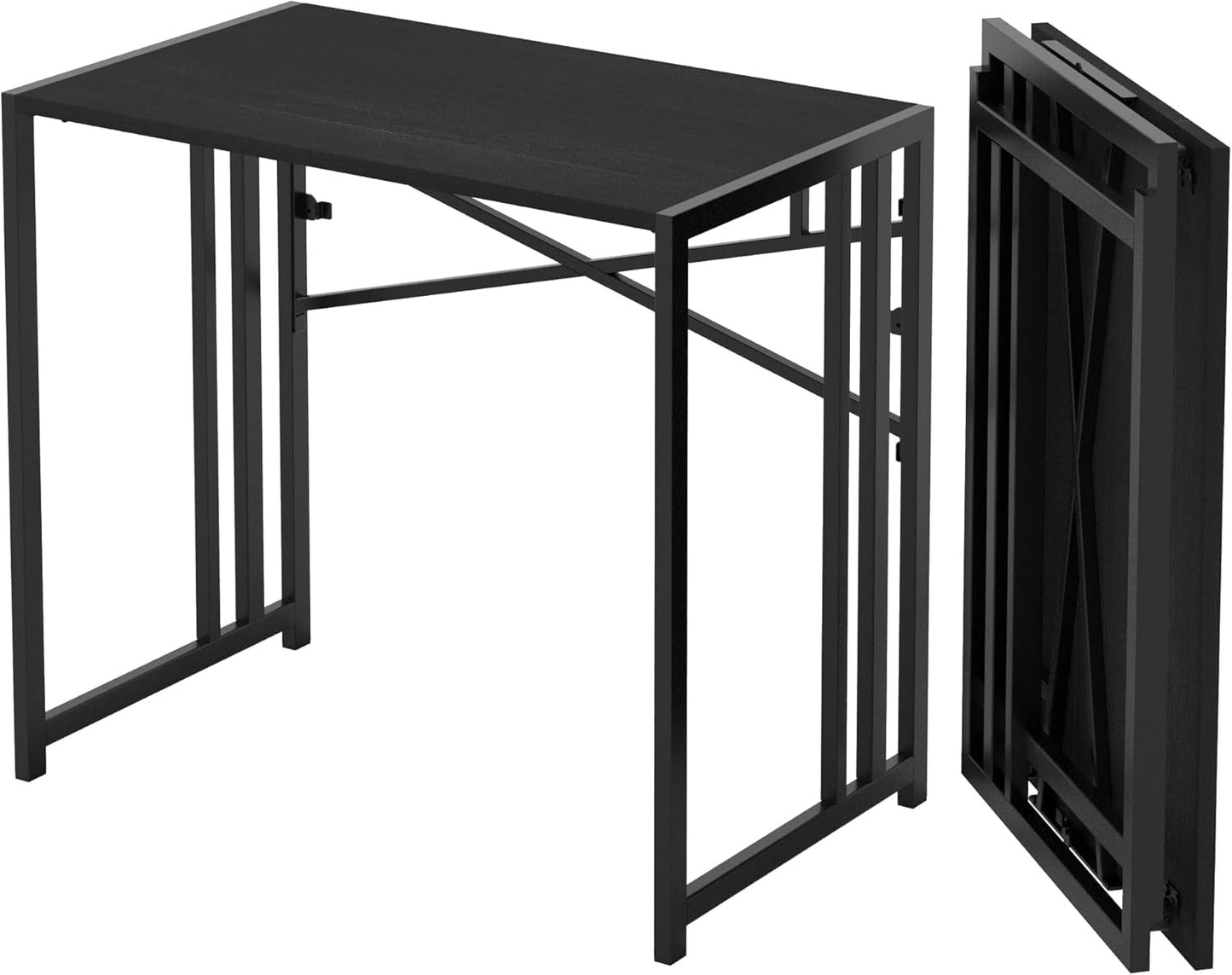 Narrow Folding Computer Desk for Small Spaces, No Assembly Needed