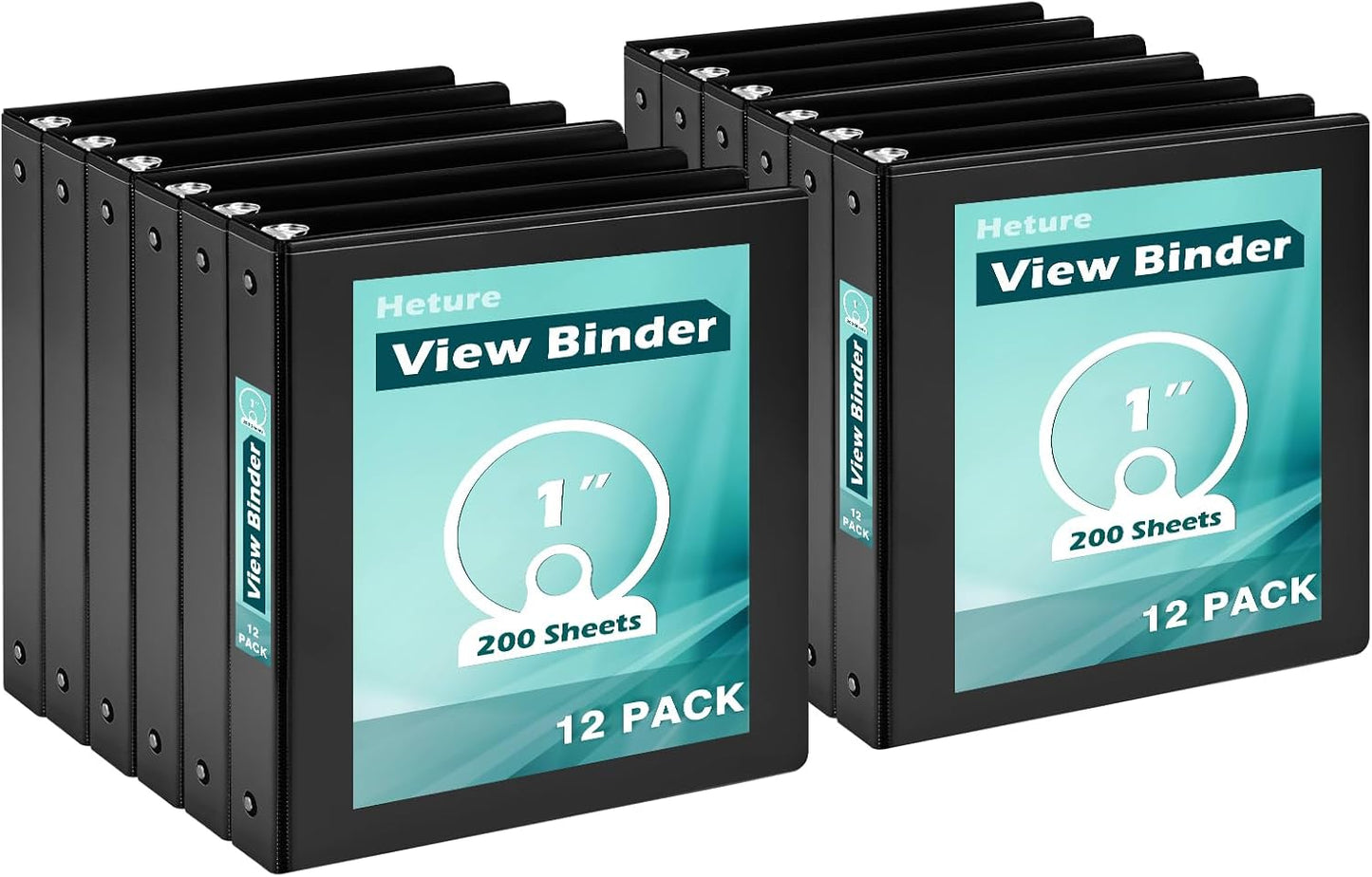 1 Inch Clear View Round Ring Binders - 12 Pack for Organizing