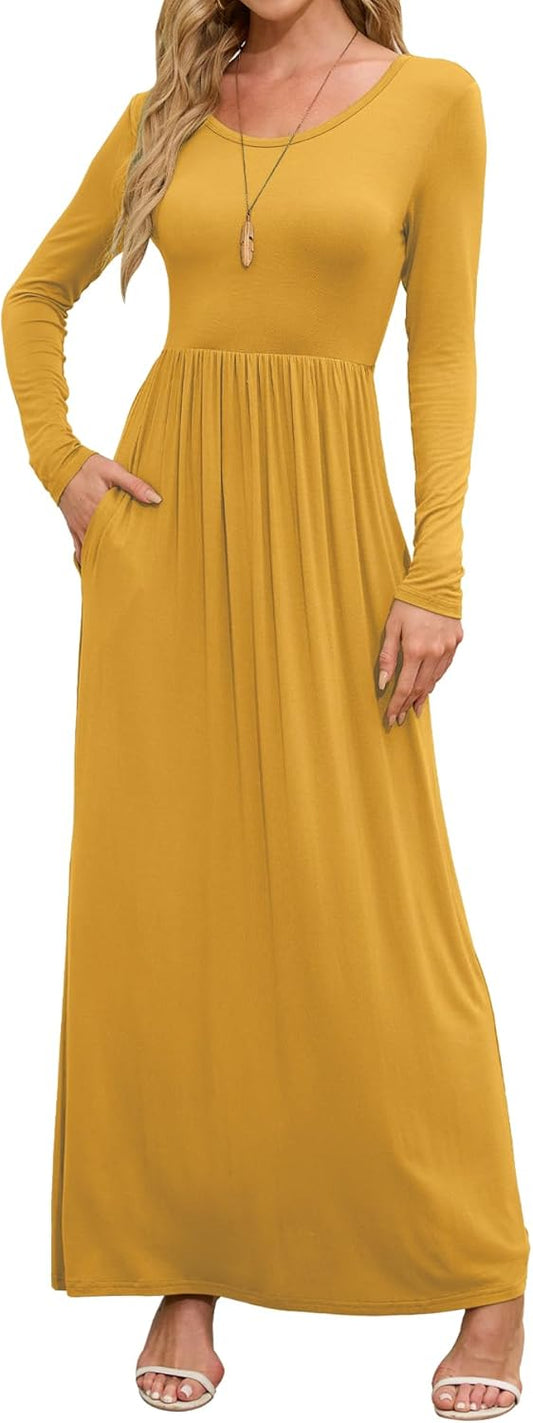 DEARCASE Women's Maxi Dress with Pockets for Casual Wear