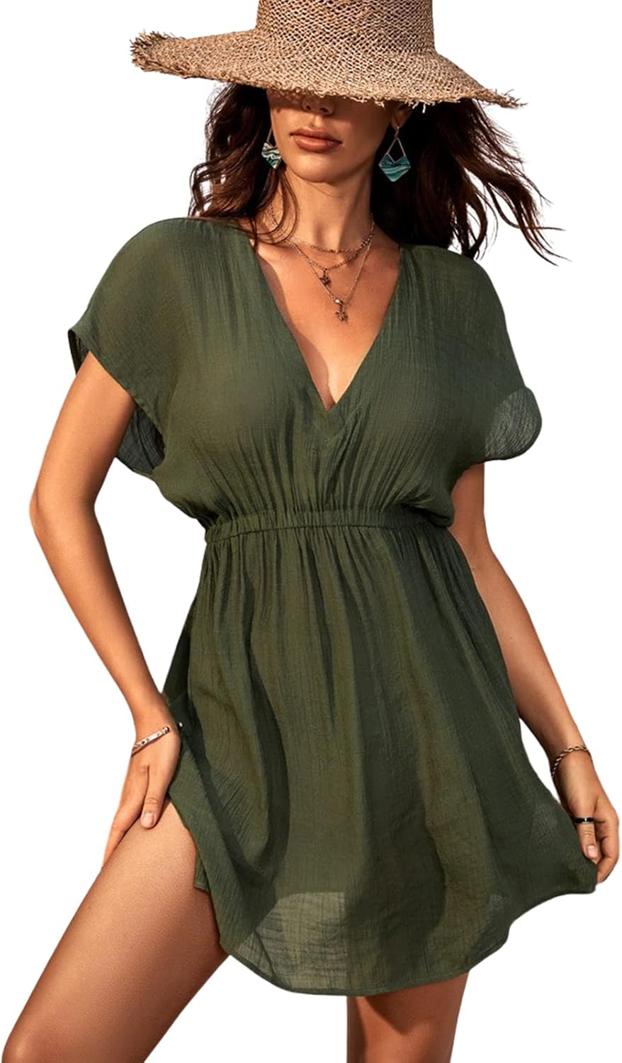 CUPSHE Women's V Neck Beach Dress Coverup for Summer Fun