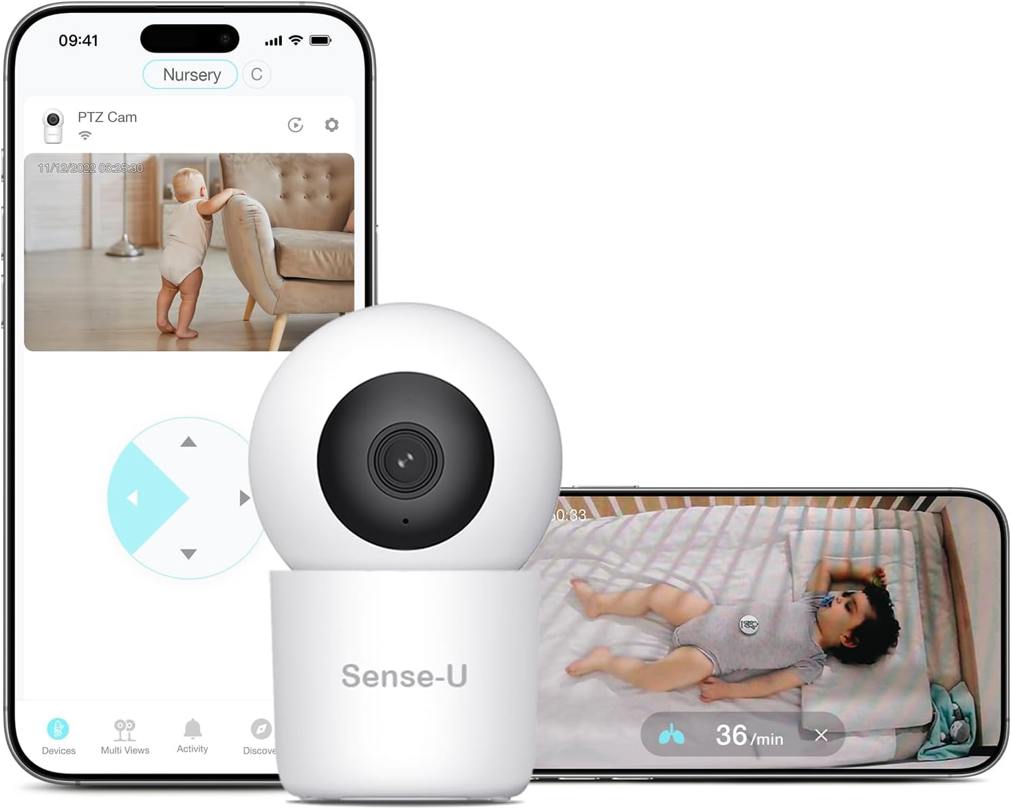 Sense-U AI 2K PTZ Baby Camera Monitor for Peace of Mind